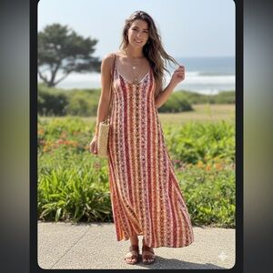 Savanna Jane Boho Striped Maxi Dress Size Large
